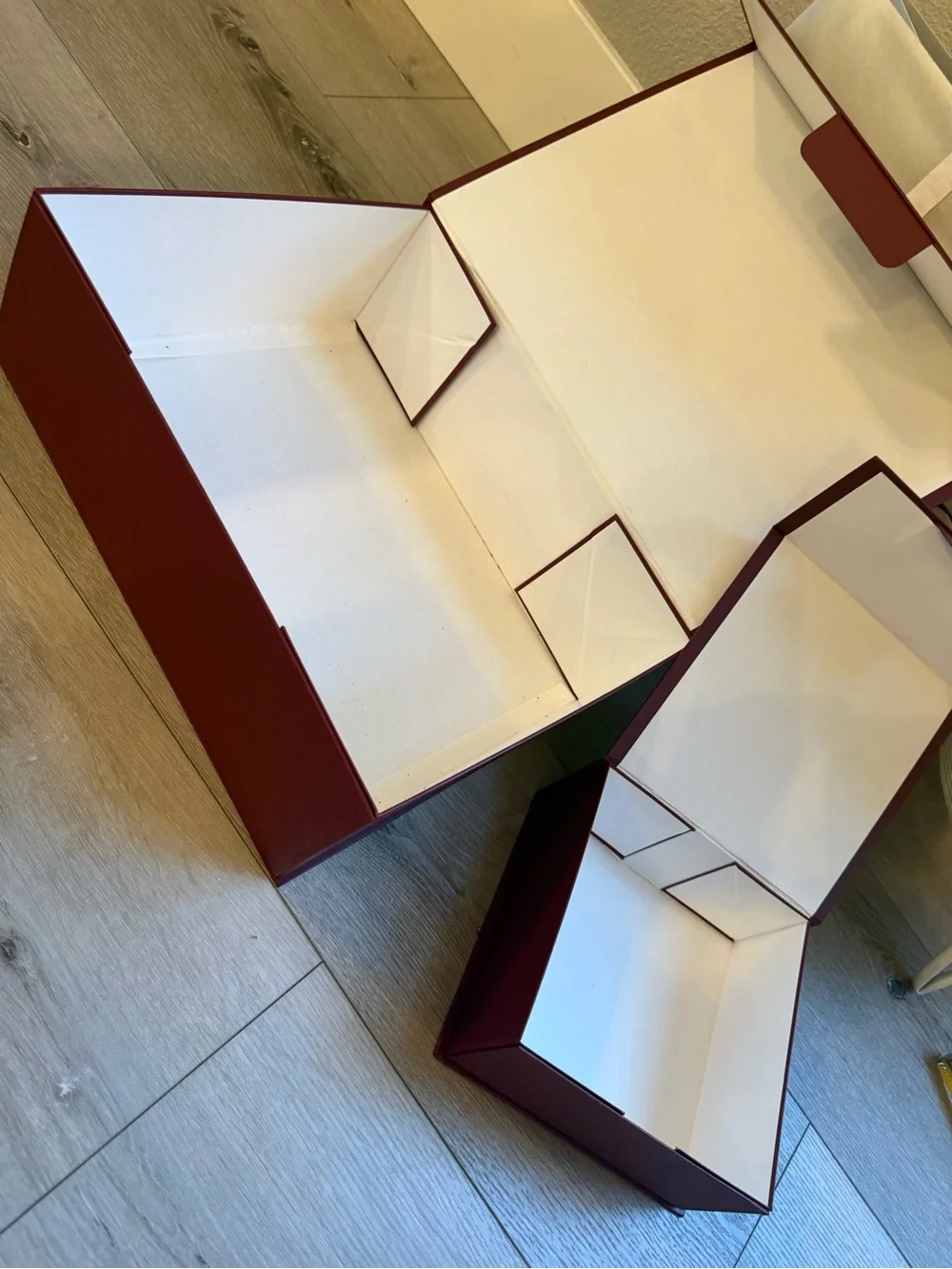 Gucci Burgundy Gift Boxes with Gucci Silver Shopping Bag